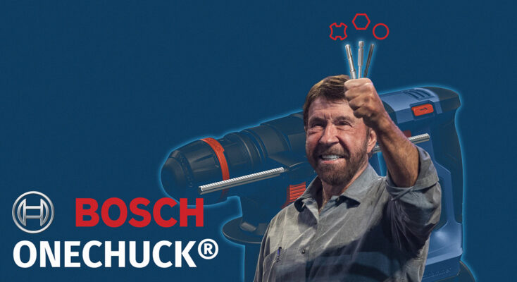 Kuvassa Boschin GBH 18V18 X ONECHUCK istukalla